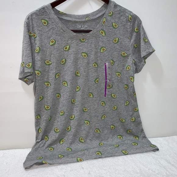 Zoe + Liv Tops - Zoe & Liv Grey Avocado High/Low Hem Tee Shirt